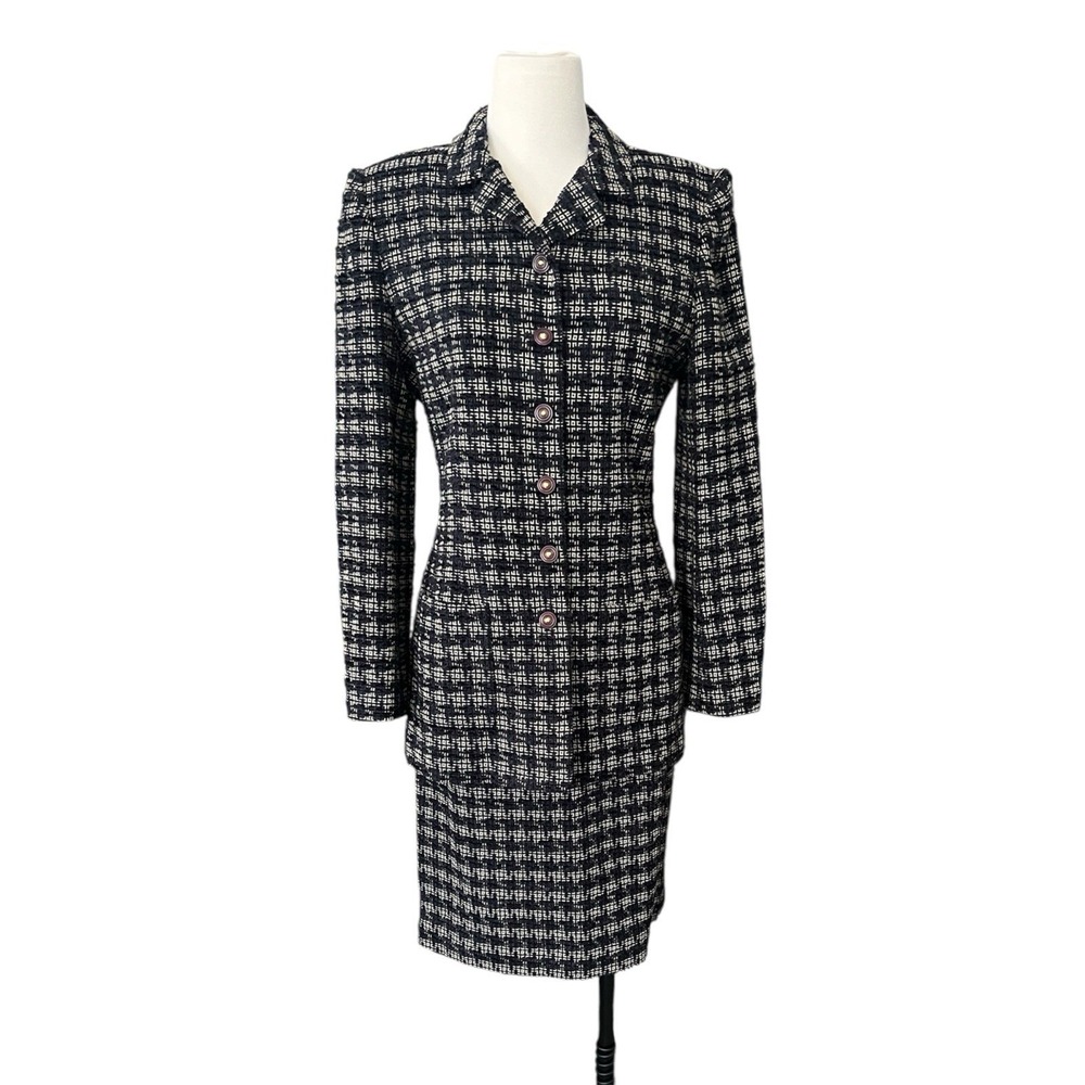 Vintage Carlisle Tweed Skirt Suit Set Womens Size 6 Wool Silk Old Money Quiet